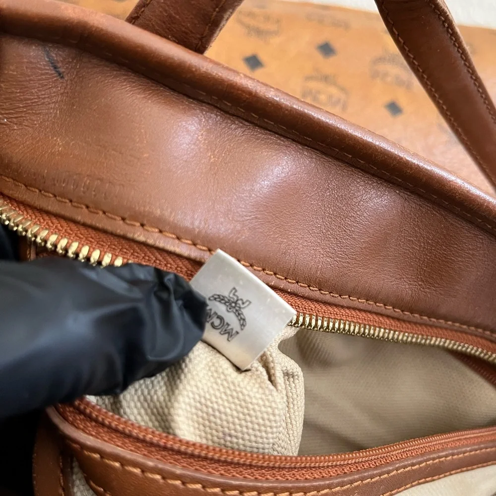 MCM Brown Logo Tote Bag - Picture 5 of 12